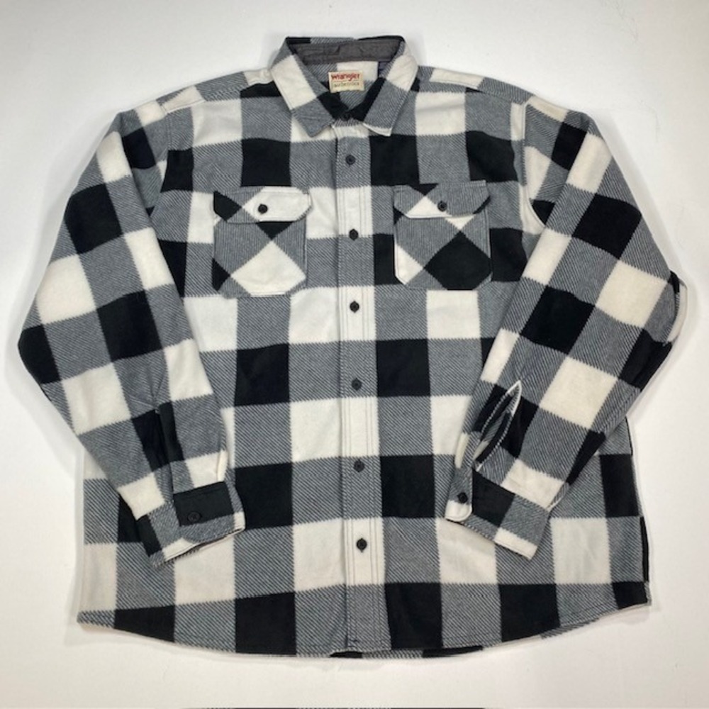 Wrangler Authentics Men's Buffalo Plaid Fleece‎ Long Sleeve Button Up Shirt 2XL